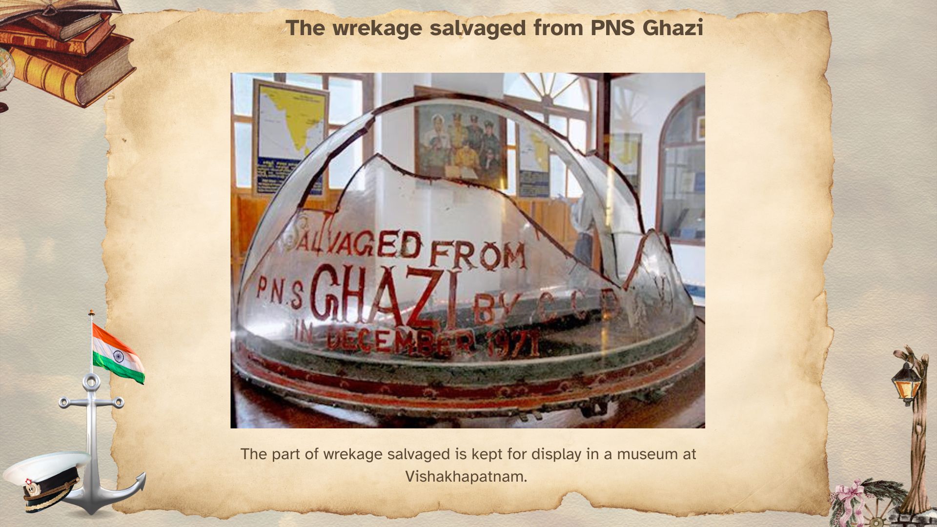 Wrekage of PNS Ghazi, India Pakistan War 1971