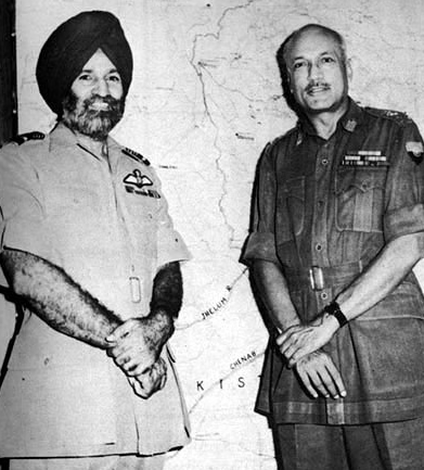 Chief of Air Ataff Arjan Singh with General Choudhari